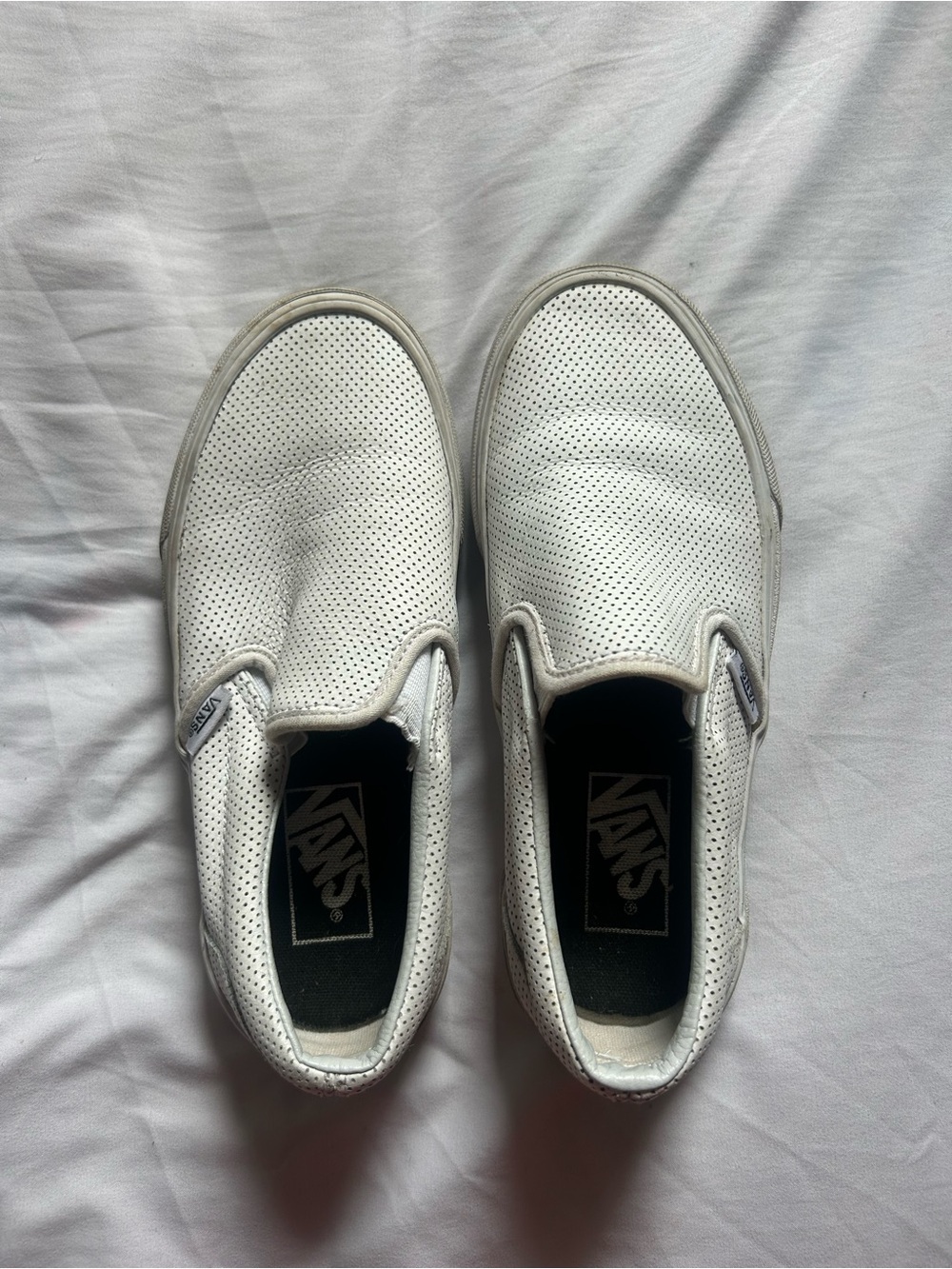 Vans White Perforated Slip-On Shoes